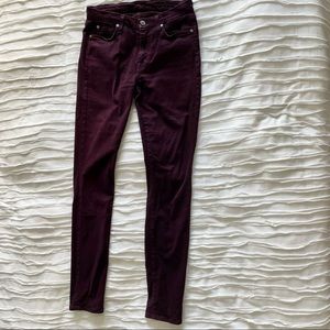 7 for all Mankind skinny jeans in burgundy maroon wine red purple color Size 27